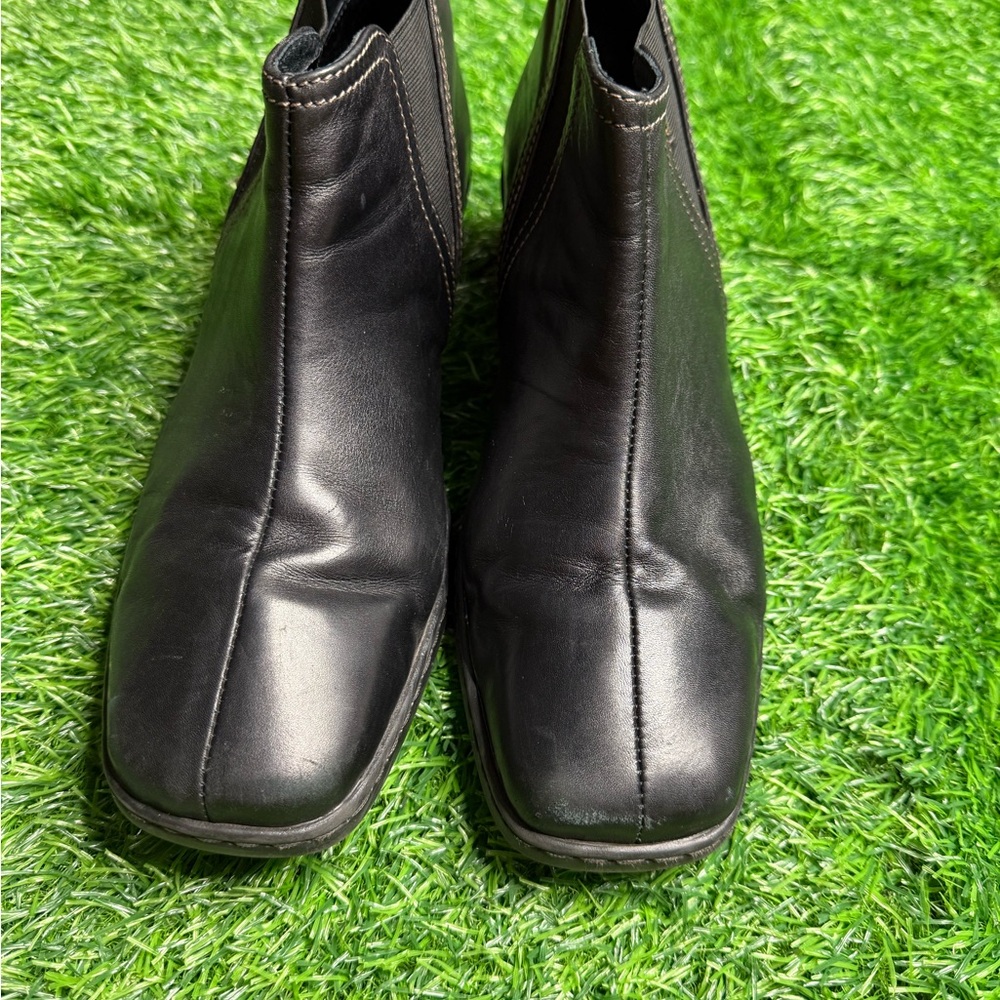 Josef Seibel Women's Black Leather Pull On Chelsea Ankle Boots Size 40 US 9-9.5